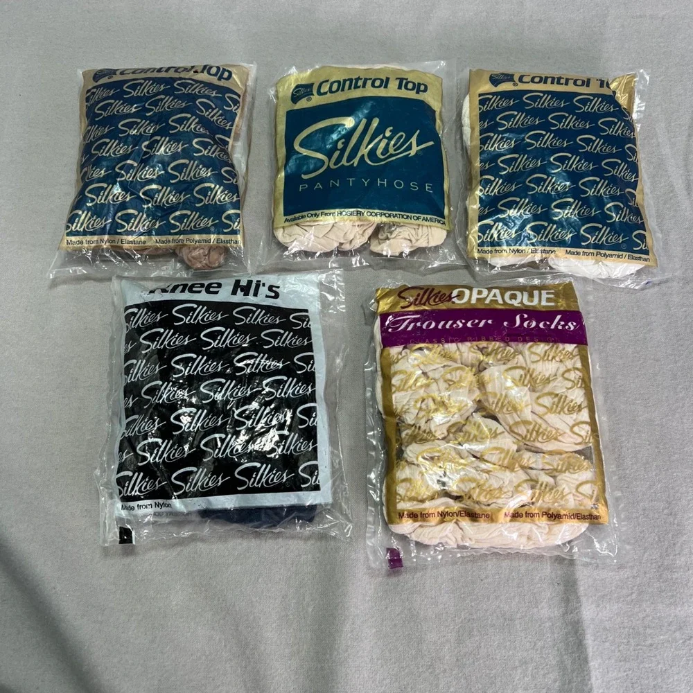NOS Silkies Hosiery Mixed Lot Multicolor Pantyhose Knee Highs Vintage‎ Medium